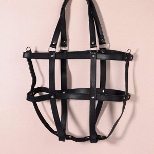 Портупея для сумки из искусственной кожи, 43 x 35 x 15 см, цвет чёрный/серебряный
