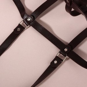 Портупея для сумки из искусственной кожи, 43x35x15 см, цвет коричневый, серебряный