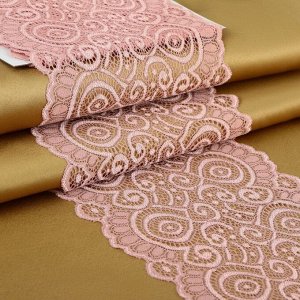Кружевная эластичная ткань, 190 мм x 2,7 ± 0,5 м, цвет розово-бежевый