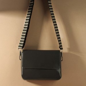 Ручка для сумки «Гусиная лапка», стропа, с карабинами, 139 ± 3 x 3,8 см, цвет чёрный/белый