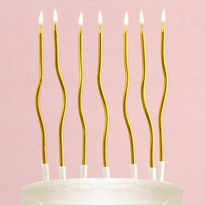 Свечи для торта «Для твоего праздника», золотые, 10 шт., 15 х 0,5 см