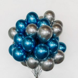 Букет из шаров «Сине-серебряный», латекс, хром, набор 50 шт.