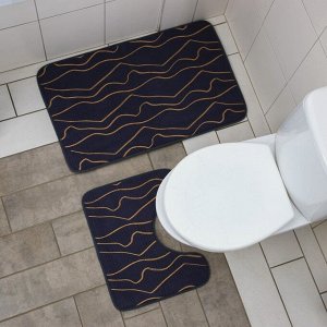 Набор ковриков для ванной и туалета Доляна Lightning, 2 шт, 40x50 см, 50x80 см