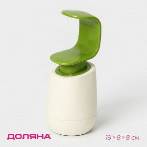 Дозатор для мыла Доляна, 350 мл, 19x8x8 см, белый/зелёный