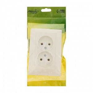 Розетка двухместная Luazon Lighting "Антей", 10 А, скрытая, без з/к, белая