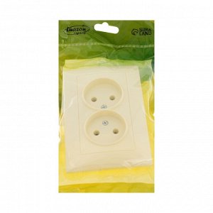 Розетка двухместная Luazon Lighting "Антей", 10 А, скрытая, без з/к, бежевая