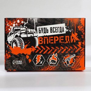 Подарочный набор, блокнот А6 32 листа, значок, наклейки и карандаши 2 шт. «Будь всегда впереди»