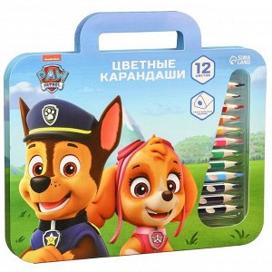 Цветные карандаши, 12 цветов, трехгранные, «Щенячий патруль»