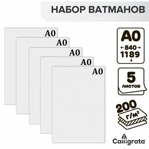 Набор 5л ватман чертежный А0 (840х1189) 200г/м2 ВА0