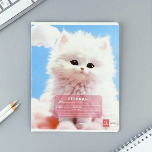 Тетрадь в клетку, 12 листов, А5, на скрепке, блок №2 «Пушистики» МИКС