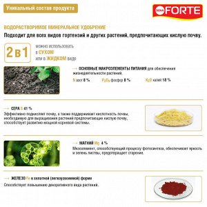 Удобрение водорастворимое BONA Forte Для гортензий и кислотолюбивых растений сера и магний 100г саше