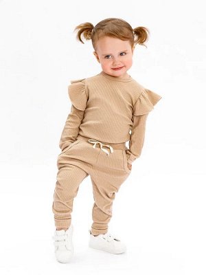 Боди с длинным рукавом и ползунки (штанишки) детские AMAROBABY Fashion, бежевый, размер 86