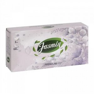 Салфетки бумажные Jasmin Premium выдергушки, 100 шт в коробке, 2 слоя