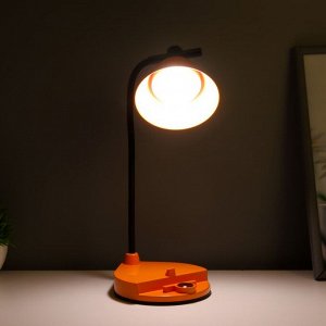 Настольная лампа "Парасоль" LED, от USB/АКБ 6 Вт сенсор 3000-6000 оранжевый 14х10х37 см RISALUX 100