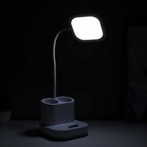 Настольная лампа "Ронд" LED, от USB/АКБ 10 Вт сенсор 3000-6000 К белый 13х13х44 см RISALUX