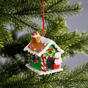 Ёлочная игрушка «Дом Деда Мороза» 6 x 7.8 x 5.5 см, от батареек, свечение тёплое белое