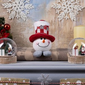 Светодиодная фигура «Снеговик в цилиндре» 6 x 11 x 6 см, текстиль, батарейки LR1130х3, свечение тёплое белое