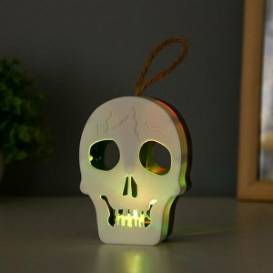 Фигурка светящаяся RISALUX «Череп», LED-ночник, 1 Вт, RGB, от батареек LR1130, бело-чёрный, 9.5x4x5 см