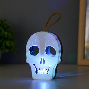 Фигурка светящаяся RISALUX «Череп», LED-ночник, 1 Вт, RGB, от батареек LR1130, бело-чёрный, 9.5x4x5 см