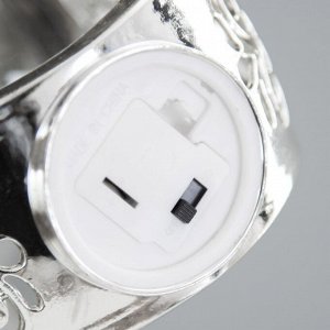 Светодиодная свеча в подсвечнике RISALUX «Застывшая», ночник LED, 3xLR1130, серебро, 5x7.5x12 см