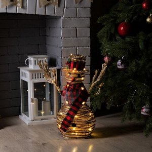 Светодиодная фигура «Снеговик» 24x50x15 см, текстиль, металл, батарейки ААх2 (не в комплекте), свечение тёплое белое