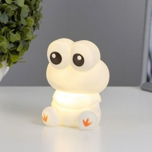 Фигурка светящаяся RISALUX «Лягушонок», LED-ночник, от батареек 3xLR44, белый, 8x6.5x10 см