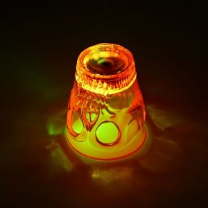 Стакан с подсветкой сувенирный RISALUX «Хэллоуин», LED, 1 Вт, от батареек LR41, прикол, оранжевый, 6x5x5 см