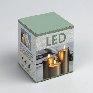 Светодиодная свеча серебристая, 6 x 8 x 6 см, пластик, батарейки АААх2 (не в комплекте), свечение тёплое белое