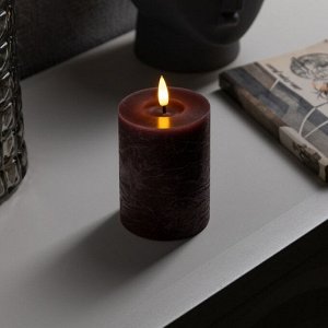 Светодиодная свеча бордовая, 7.5 x 12.5 x 7.5 см, воск, пластик, батарейки АААх2 (не в комплекте), свечение тёплое белое