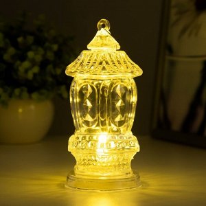 Светодиодная свеча в подсвечнике RISALUX «В хрустале», ночник LED, 3xLR1130, белый, 7.5x7.5x14.5 см