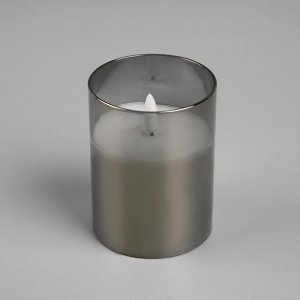 Светодиодная свеча серебристая, 7.5 x 10 x 7.5 см, воск, пластик, батарейки АААх3 (не в комплекте), свечение тёплое белое