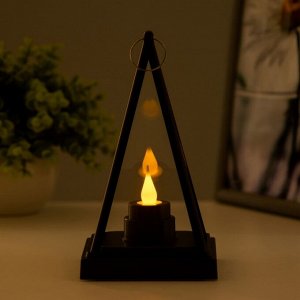 Светодиодная свеча в подсвечнике RISALUX «Пирамидка», LED-ночник, 2xAAA, чёрный, 9.5x9.5x17 см