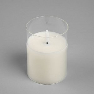 Светодиодная свеча белая, 7.5 x 10 x 7.5 см, воск, пластик, батарейки АААх3 (не в комплекте), свечение тёплое белое