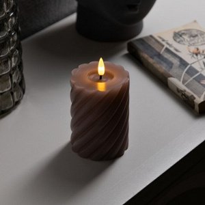 Светодиодная свеча витая лиловая, 7.5 x 12.5 x 7.5 см, пластик, воск, батарейки АААх2 (не в комплекте), свечение тёплое белое