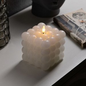 Светодиодная свеча «Куб белый», 10 x 11.5 x 10 см, воск, пластик, батарейки АААх3 (не в комплекте), свечение тёплое белое