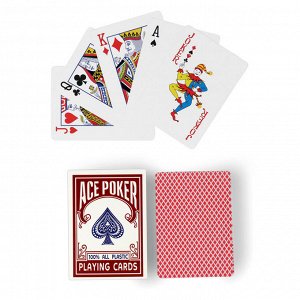 Карты игральные пластиковые "Ace Poker", 30 мкм, 8.8 х 6.3 см, красная рубашка