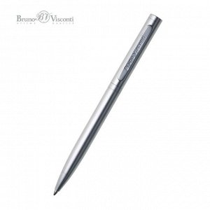 Ручка шариковая поворотная, 1.0 мм, BrunoVisconti FIRENZE, стержень синий, металлический корпус Soft Touch серебристый, в тубусе