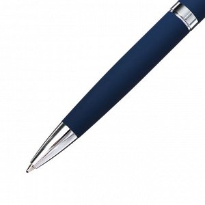 Ручка шариковая поворотная, 1.0 мм, BrunoVisconti MILANO, стержень синий, металлический корпус Soft Touch синий, в футляре