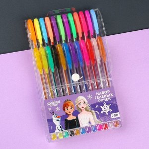 Ручка шариковая с блестками, 24 цвета, Холодное сердце