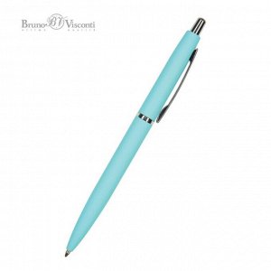 Ручка шариковая автоматическая, 1.0 мм, BrunoVisconti SAN REMO, стержень синий, металлический корпус Soft Touch голубой, в футляре