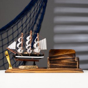 Набор настольный «Корабль»: визитница, подставка для ручки, 15 х 22 х 7 см