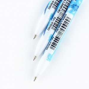 Ручка шариковая синяя паста 0.5 мм с колпачком «Танки» пластик
