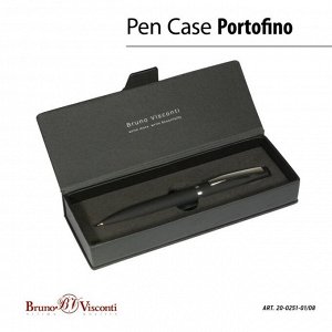 Ручка шариковая поворотная, 1.0 мм, BrunoVisconti PORTOFINO, стержень синий, металлический корпус Soft Touch чёрный, в футляре из экокожи