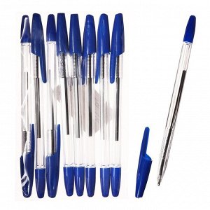Набор ручек шариковых 8 штук LANCER Office Style 820, узел 1.0 мм, синие чернила на масляной основе, корпус синий прозрачный