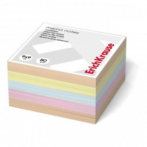 Блок бумаги для записей на склейке ErichKrause, 9 x 9 x 5 см, 80 г/м2, 4 цвета