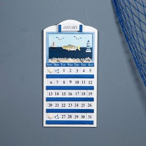 Настенный календарь вечный «Морской стиль», дерево, 56x28 см