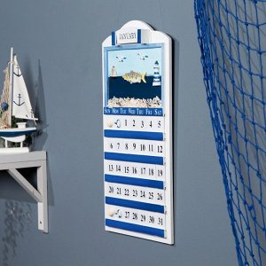 Настенный календарь вечный «Морской стиль», дерево, 56x28 см