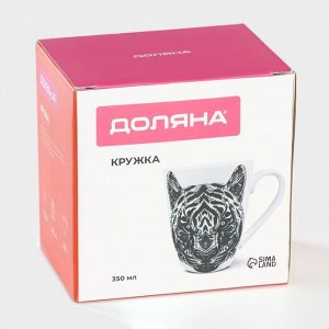Кружка Доляна «Тигр», 350 мл, фарфор, цвет белый