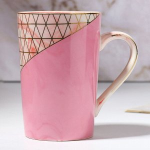 Кружка керамическая «Геометрия», 350 мл, цвет розовый