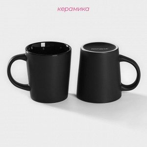Кружки Доляна Coffee break, набор 2 шт.: 265 мл, керамика, чёрные